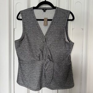 NWT J.Crew 365 Gray Bouclé Twist Peplum Top Sleeveless Blouse Women's size Large